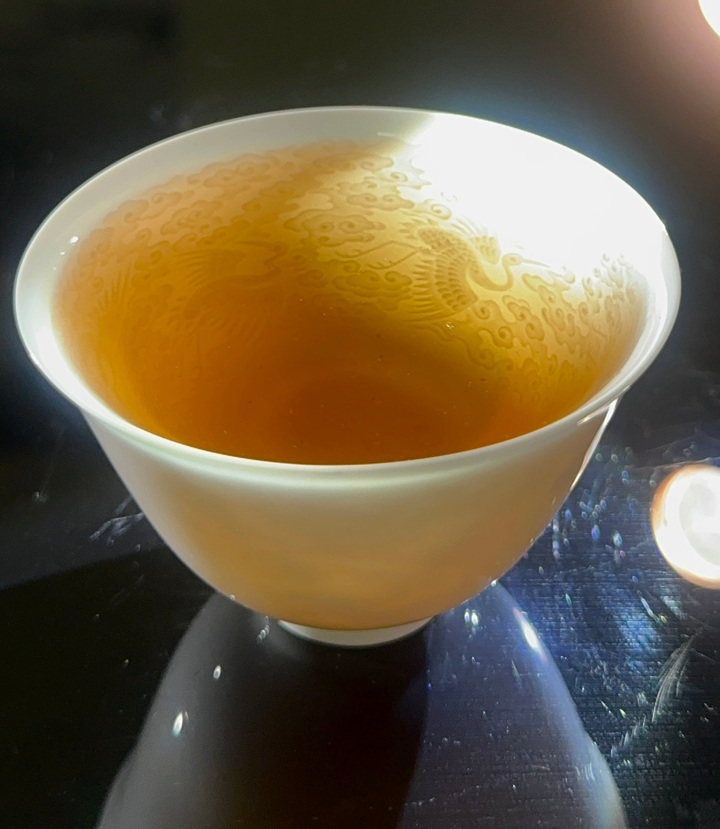 Handmade Chinese Jingdezhen Artwork Intimal Imprint Neimoyin Chinese Crane Super Thin Teacup