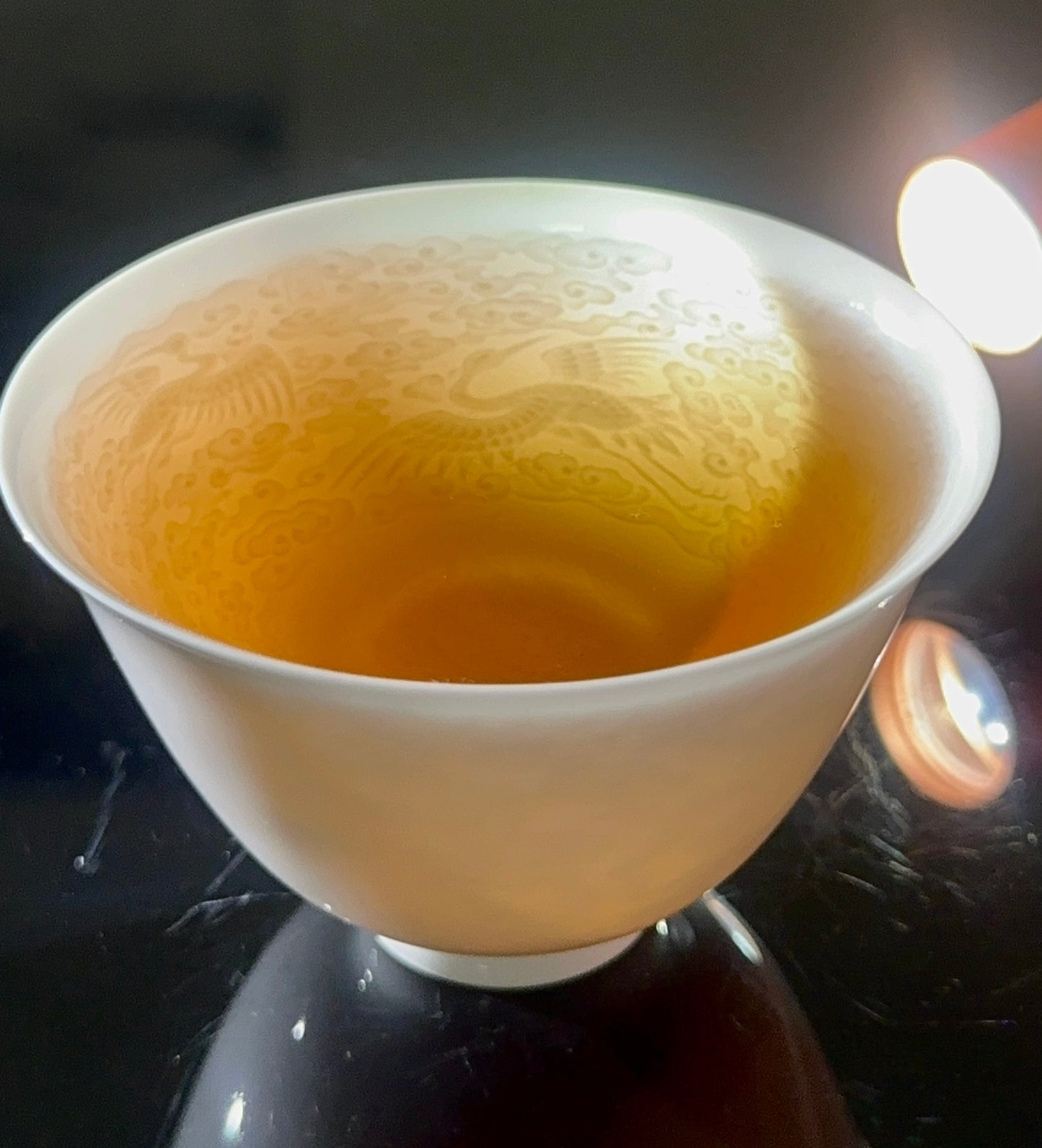 Handmade Chinese Jingdezhen Artwork Intimal Imprint Neimoyin Chinese Crane Super Thin Teacup