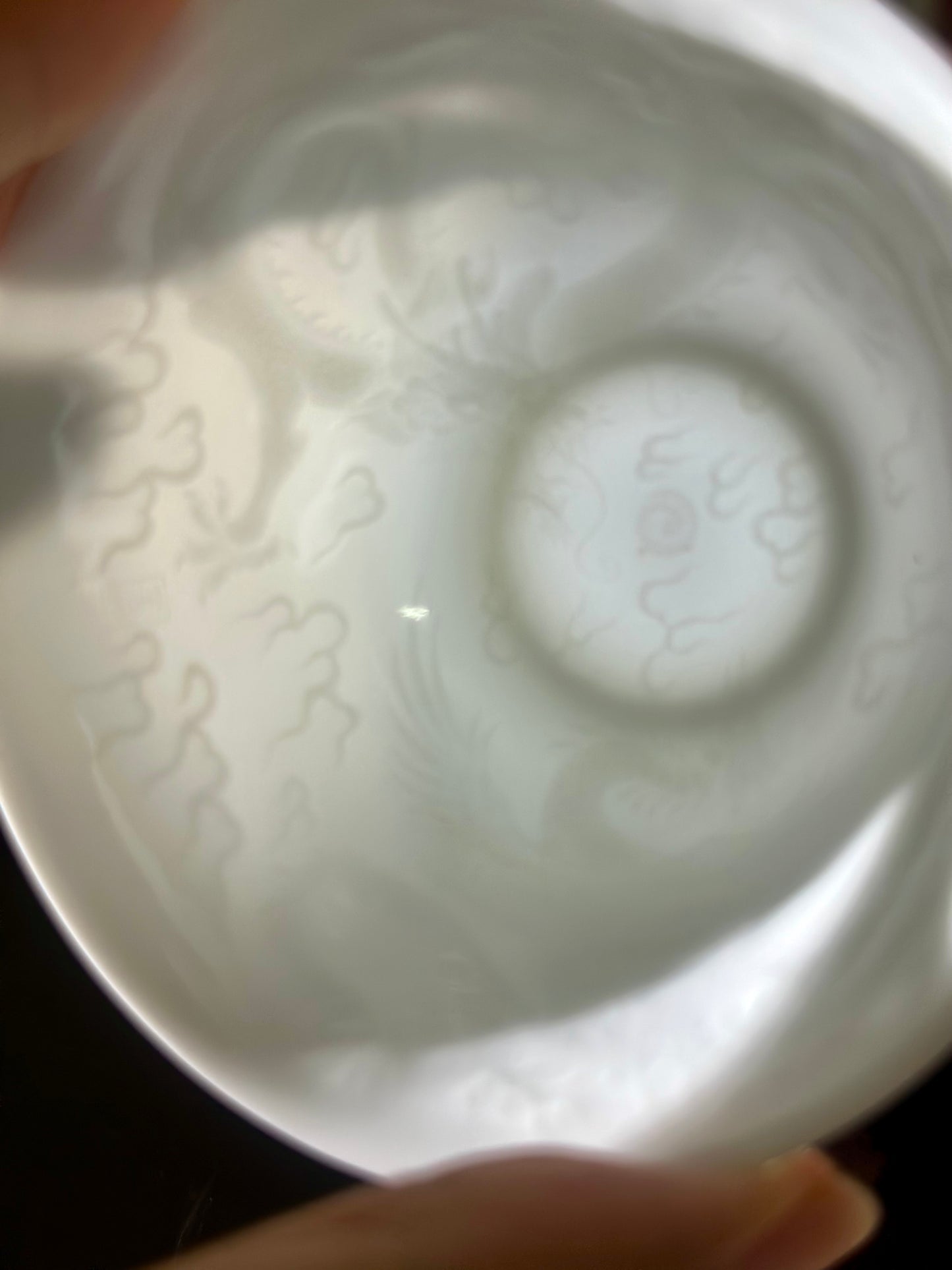 Handmade Chinese Jingdezhen Artwork Intimal Imprint Neimoyin Chinese Dragon and Phoenix Super Thin Teacup