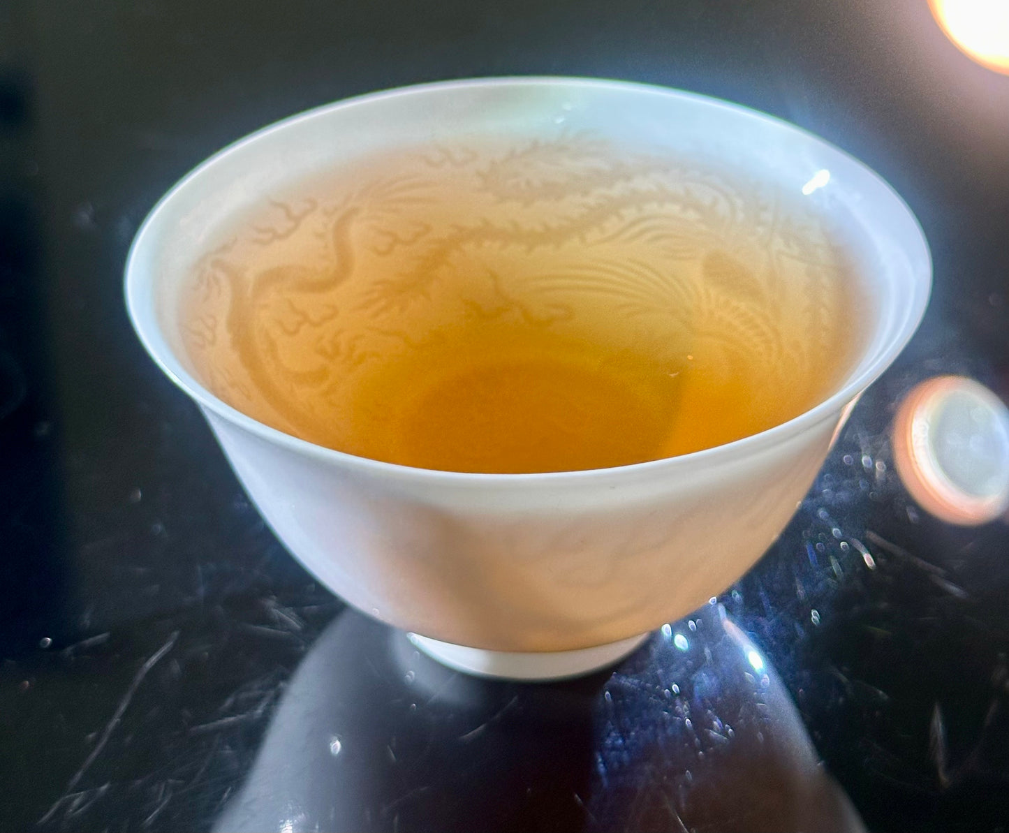 Handmade Chinese Jingdezhen Artwork Intimal Imprint Neimoyin Chinese Dragon and Phoenix Super Thin Teacup