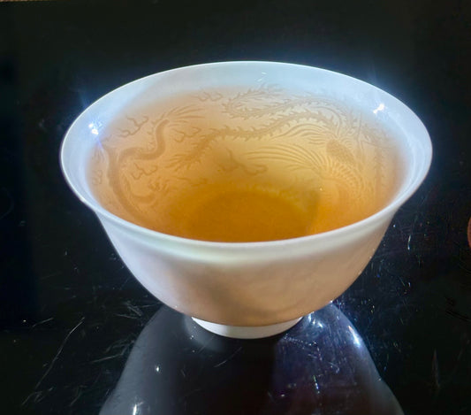 Handmade Chinese Jingdezhen Artwork Intimal Imprint Neimoyin Chinese Dragon and Phoenix Super Thin Teacup