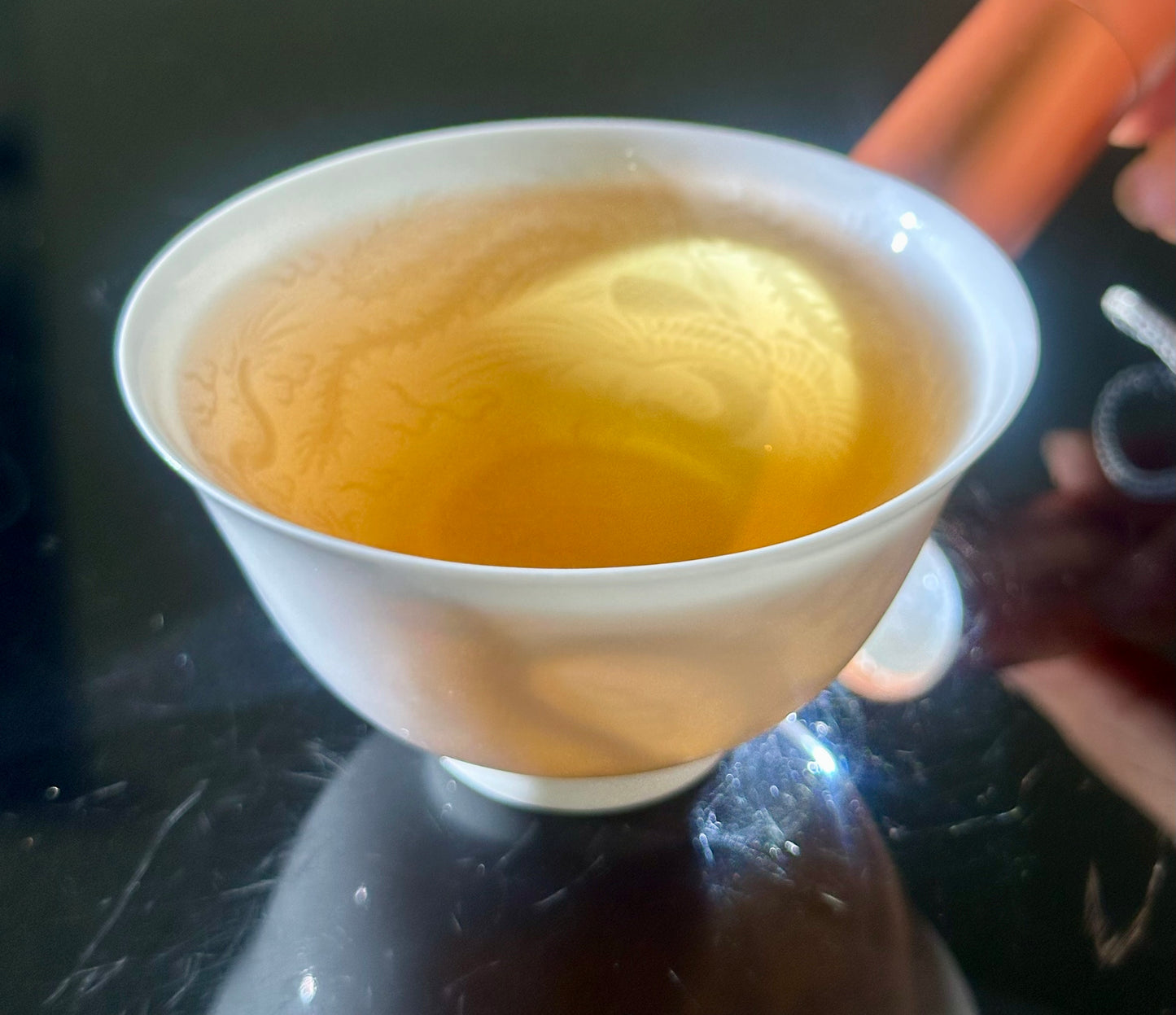 Handmade Chinese Jingdezhen Artwork Intimal Imprint Neimoyin Chinese Dragon and Phoenix Super Thin Teacup