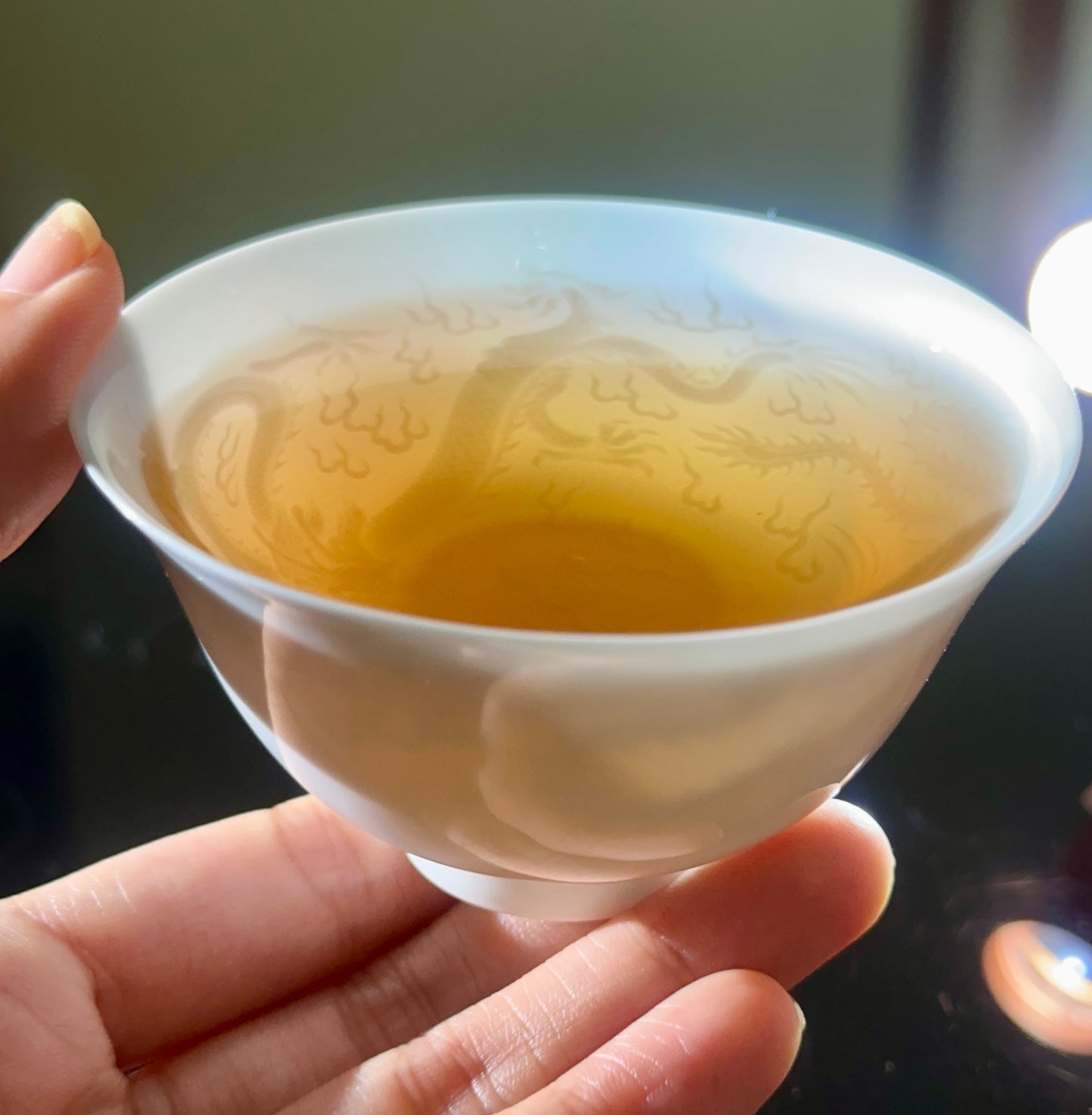 Handmade Chinese Jingdezhen Artwork Intimal Imprint Neimoyin Chinese Dragon and Phoenix Super Thin Teacup