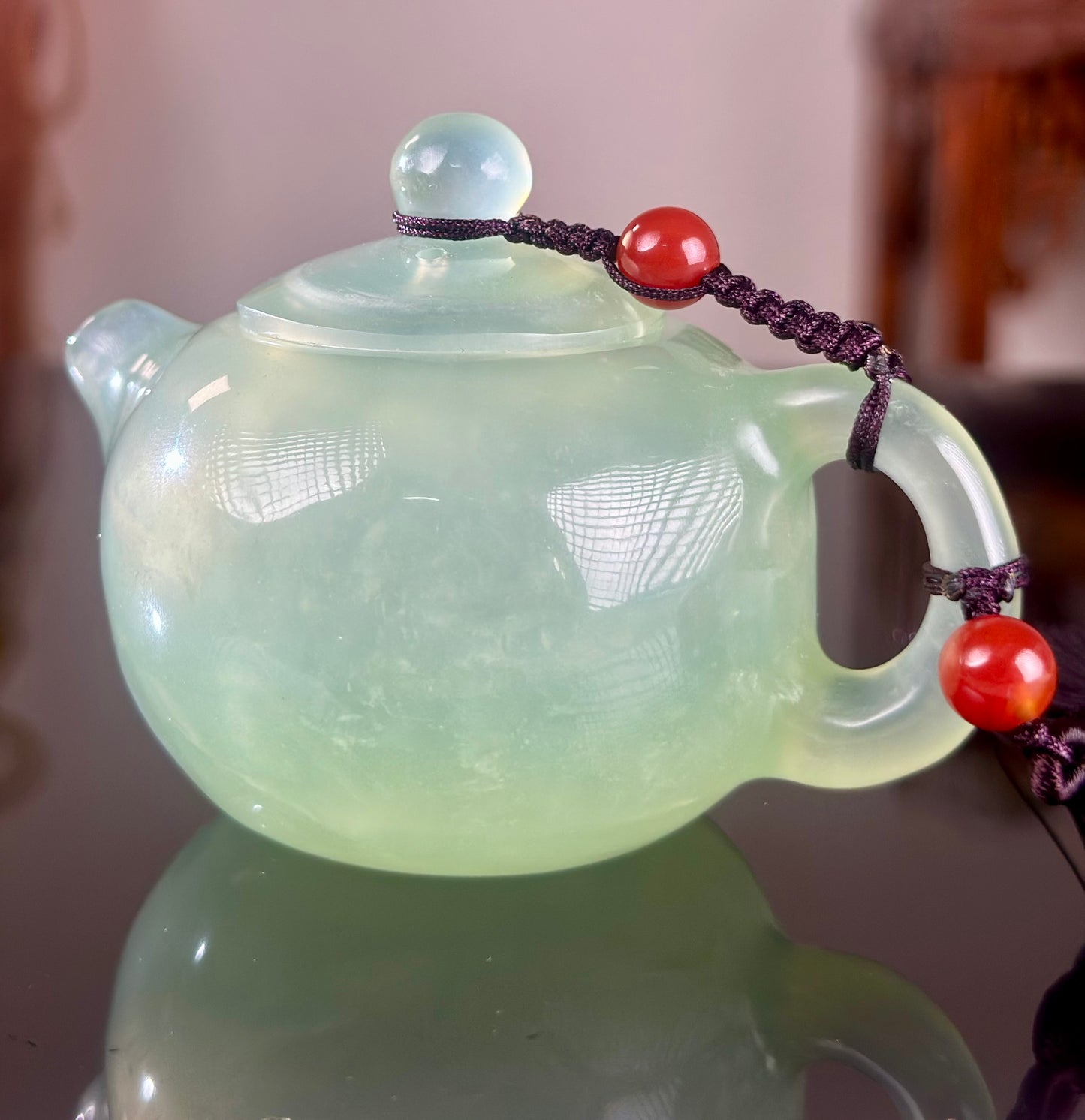 Handcrafted Chinese Xiuyu Authentic Jade Mini Xishi Shape Teapot Unique Artwork Jade Pot