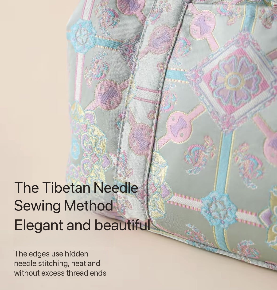Chinese High-end Traditional Song Brocade Blue Baoxiang Motif Tea Bag Travel Cloth Bag Big Capacity Portable Storage Bag
