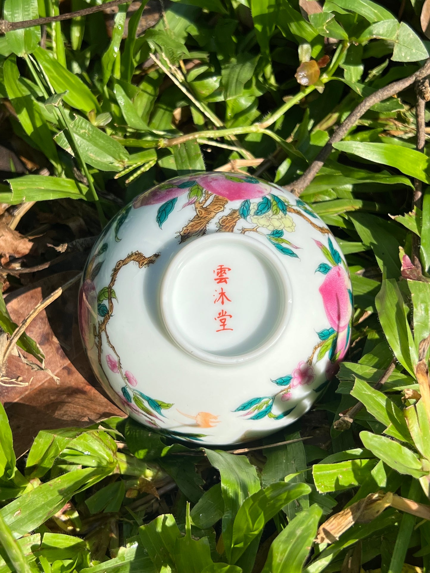 Hand Painted Chinese Peach Teacup Jingdezhen Pink Teacup Master Ceramic Artwork