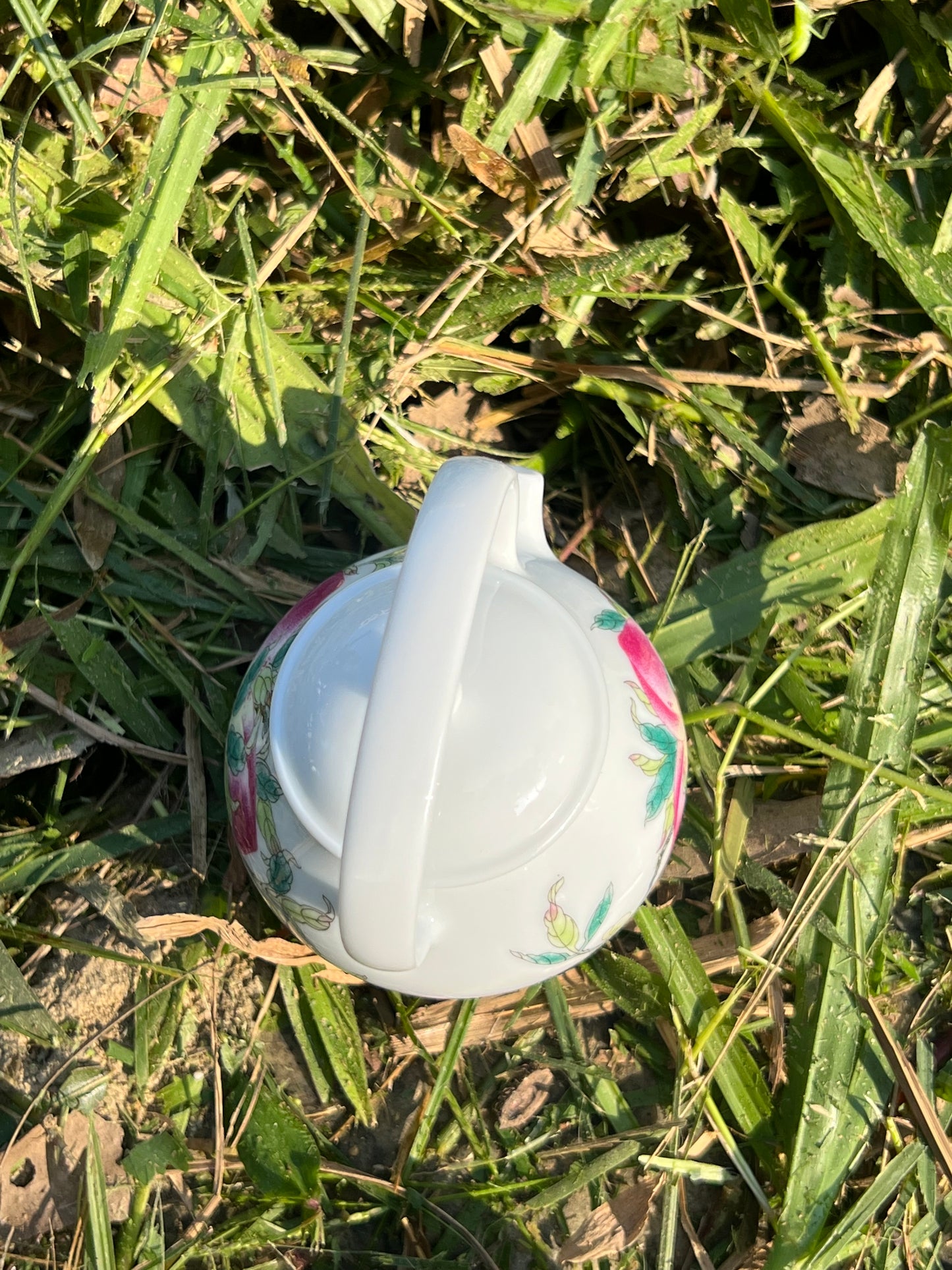 Hand Painted Chinese Peach Lifting Handle Teapot Famille Rose Pink Teaware Jingdezhen Master Ceramic Artwork