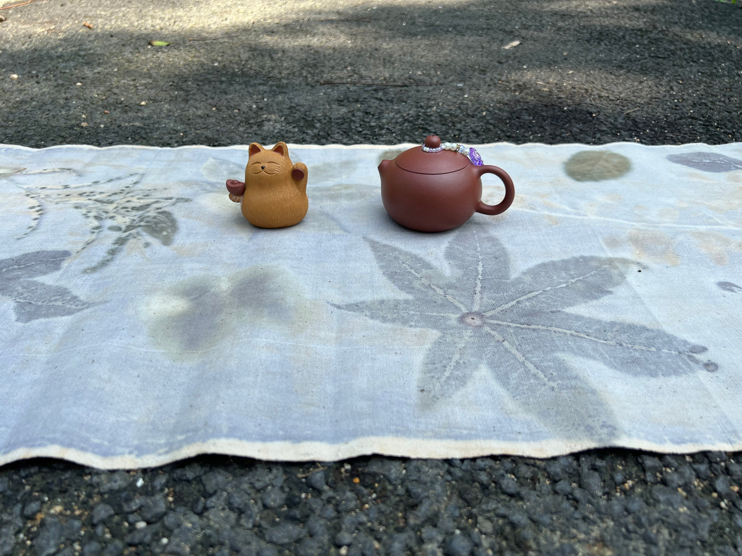 Hand Dyed Tea Mat Natura Plant Dyed Cotton Tea Table Cloth Chabu Chaxi