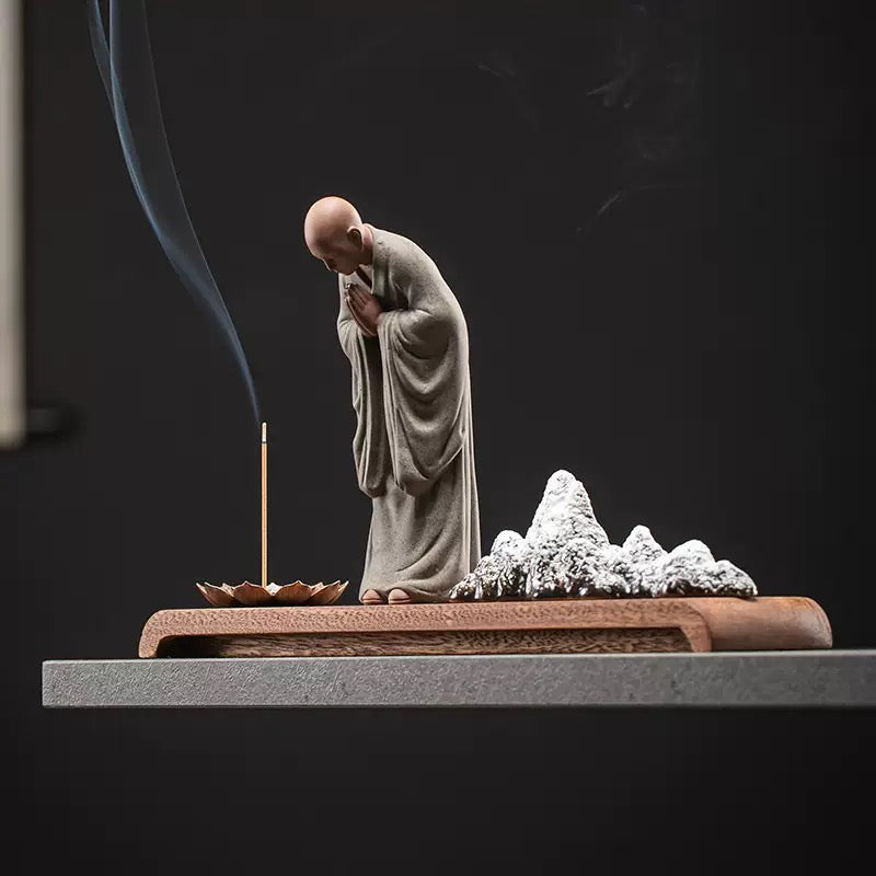 Chinese Yixing Clay Mini Monk Sculpture Tea Pets Zen Style