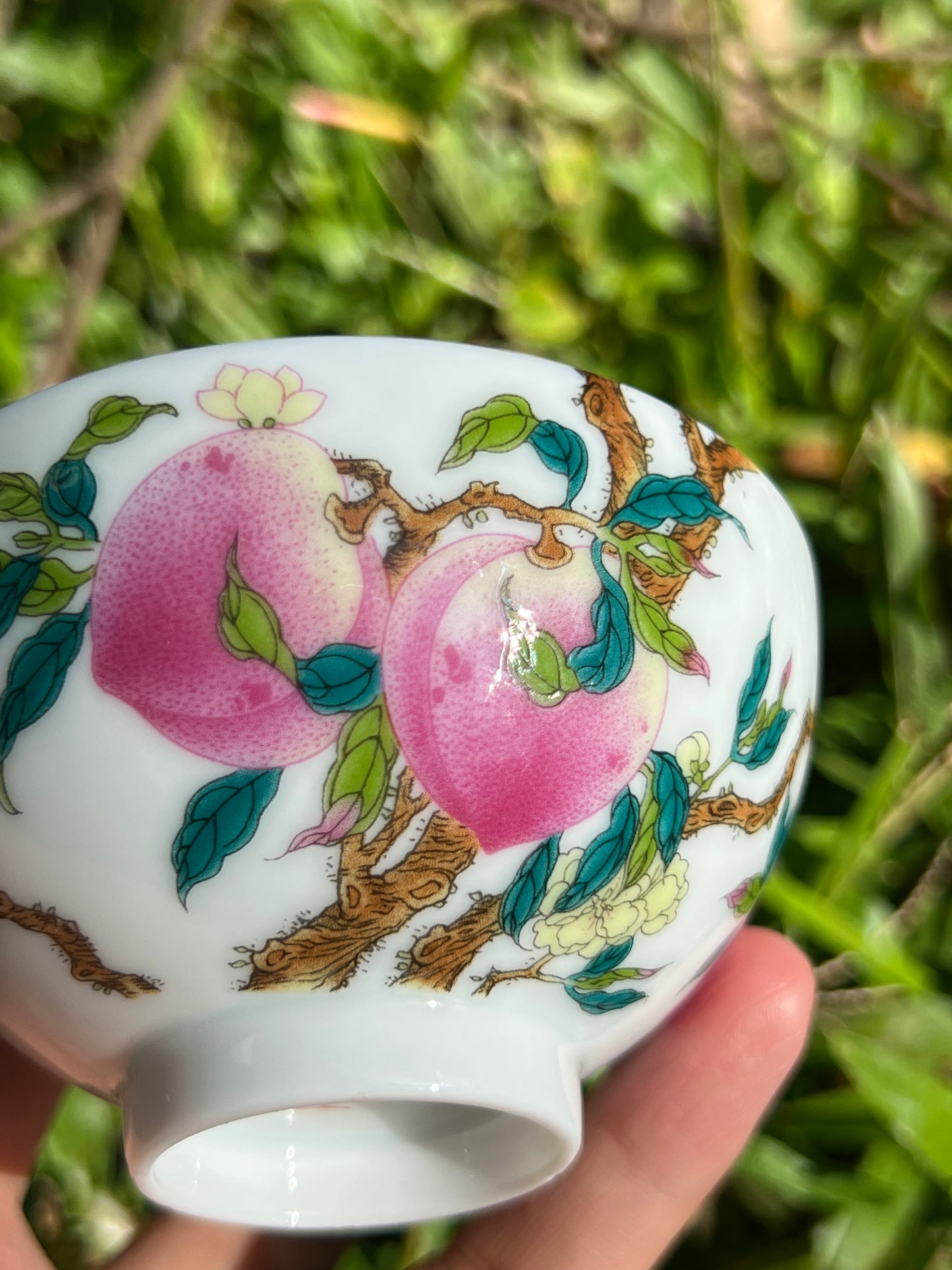 Hand Painted Chinese Peach Teacup Jingdezhen Pink Teacup Master Ceramic Artwork