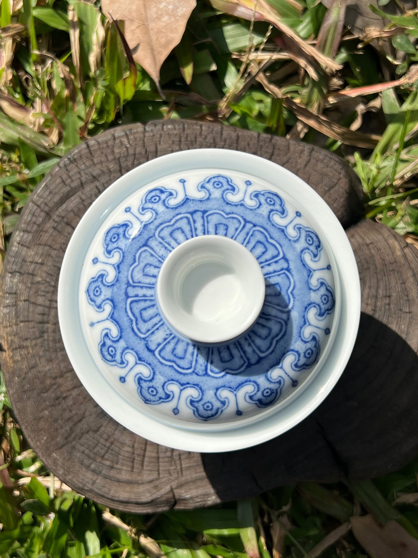 Handcrafted Chinese Hand Painted Chinese Blue and White Porcelain Tea Tray Baoxiang Flower Pattern Tea Boat Jingdezhen Master Ceramic Artwork
