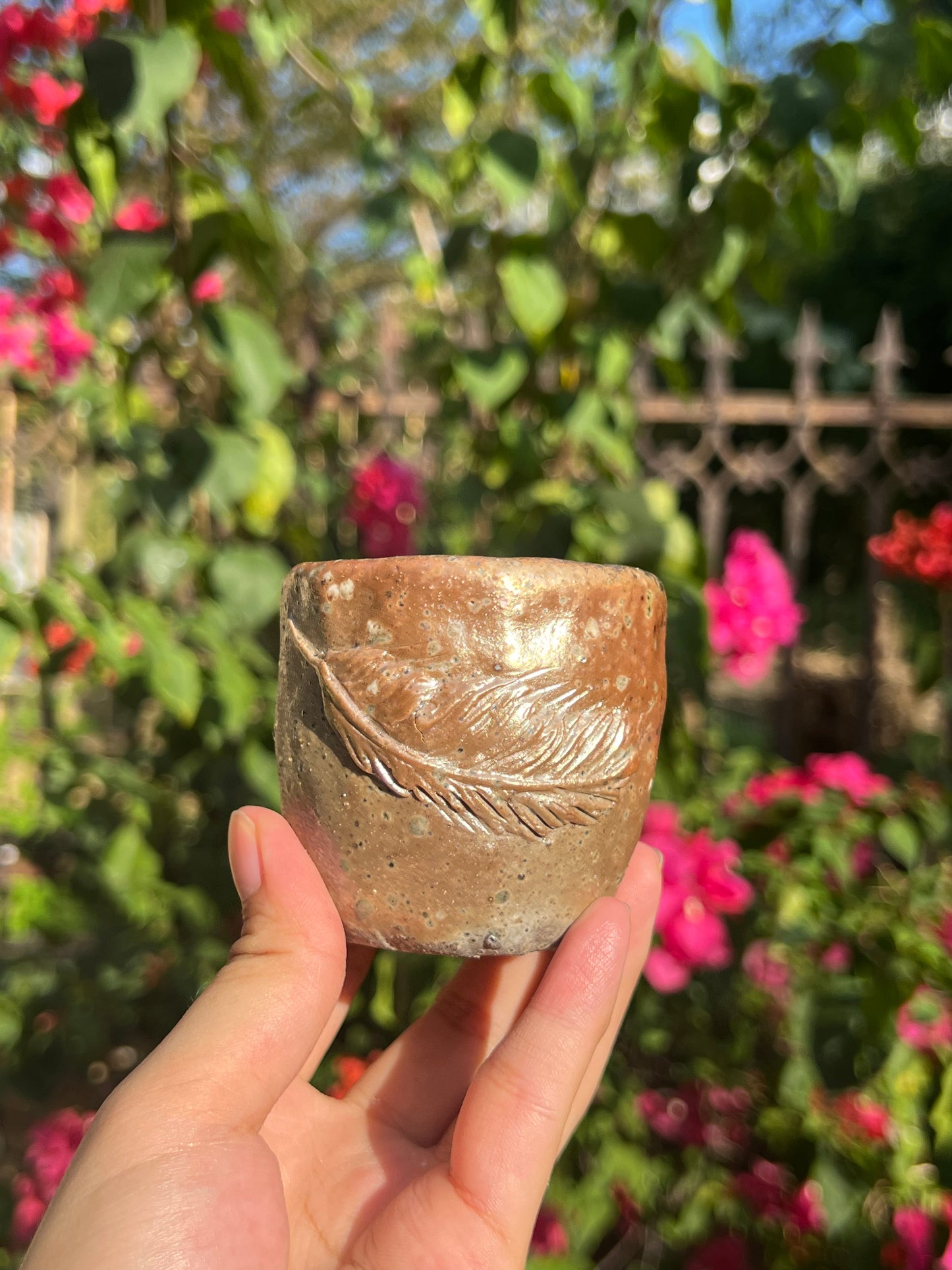 Woodfired Handmade Crude Pottery Teacup Feather Pattern Teacup Gloss Unique Artwork Chinese Master Pottery Ceramic Japanese Ceramic Tea Ceremony