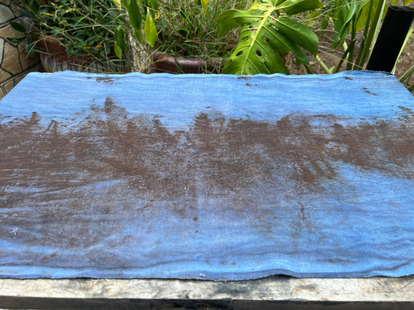 Hand Dyed Plant Dyed Tea Table Cloth Nature Dyed Cotton Tea Mat Two Sides Chabu Chaxi