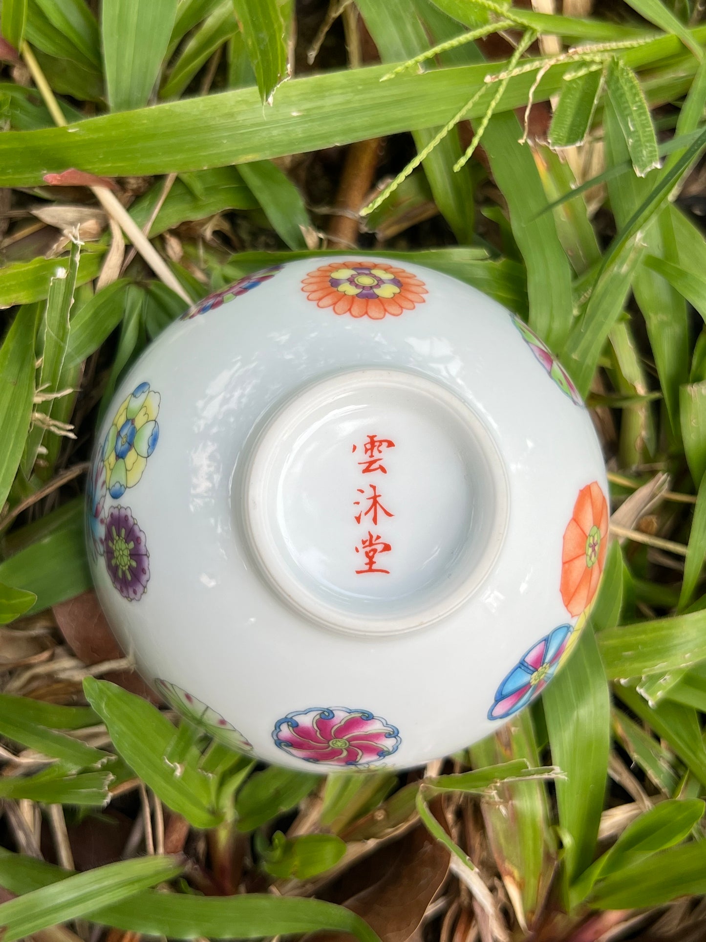 Hand Painted Chinese Enamel Ball Flower Teacup Jingdezhen Jade Clay Teacup Ceramic Master Artwork