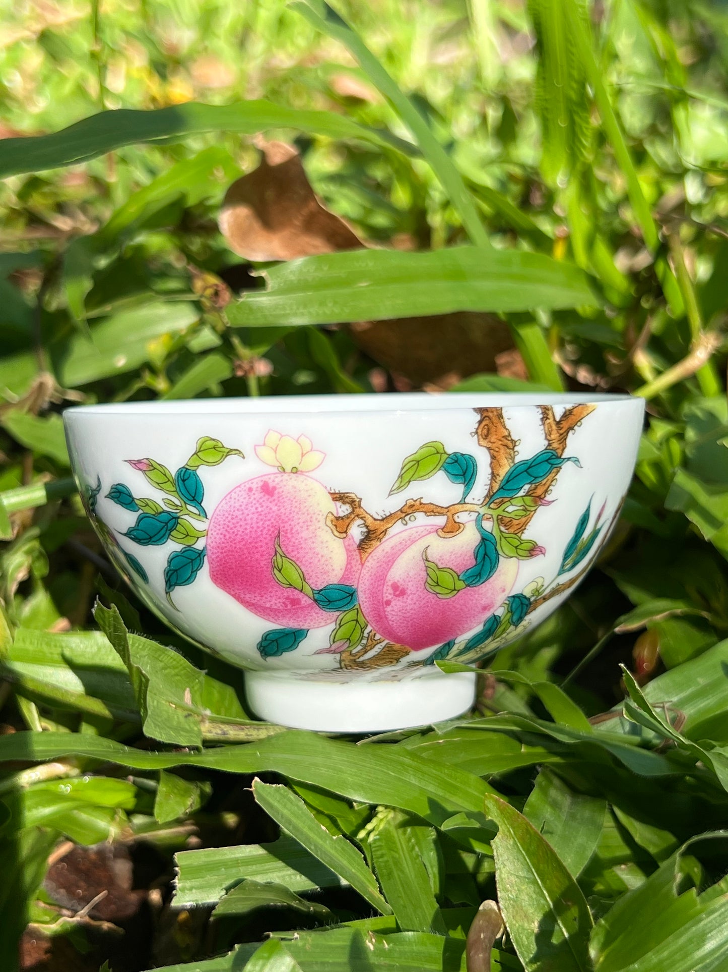 Hand Painted Chinese Peach Teacup Jingdezhen Pink Teacup Master Ceramic Artwork