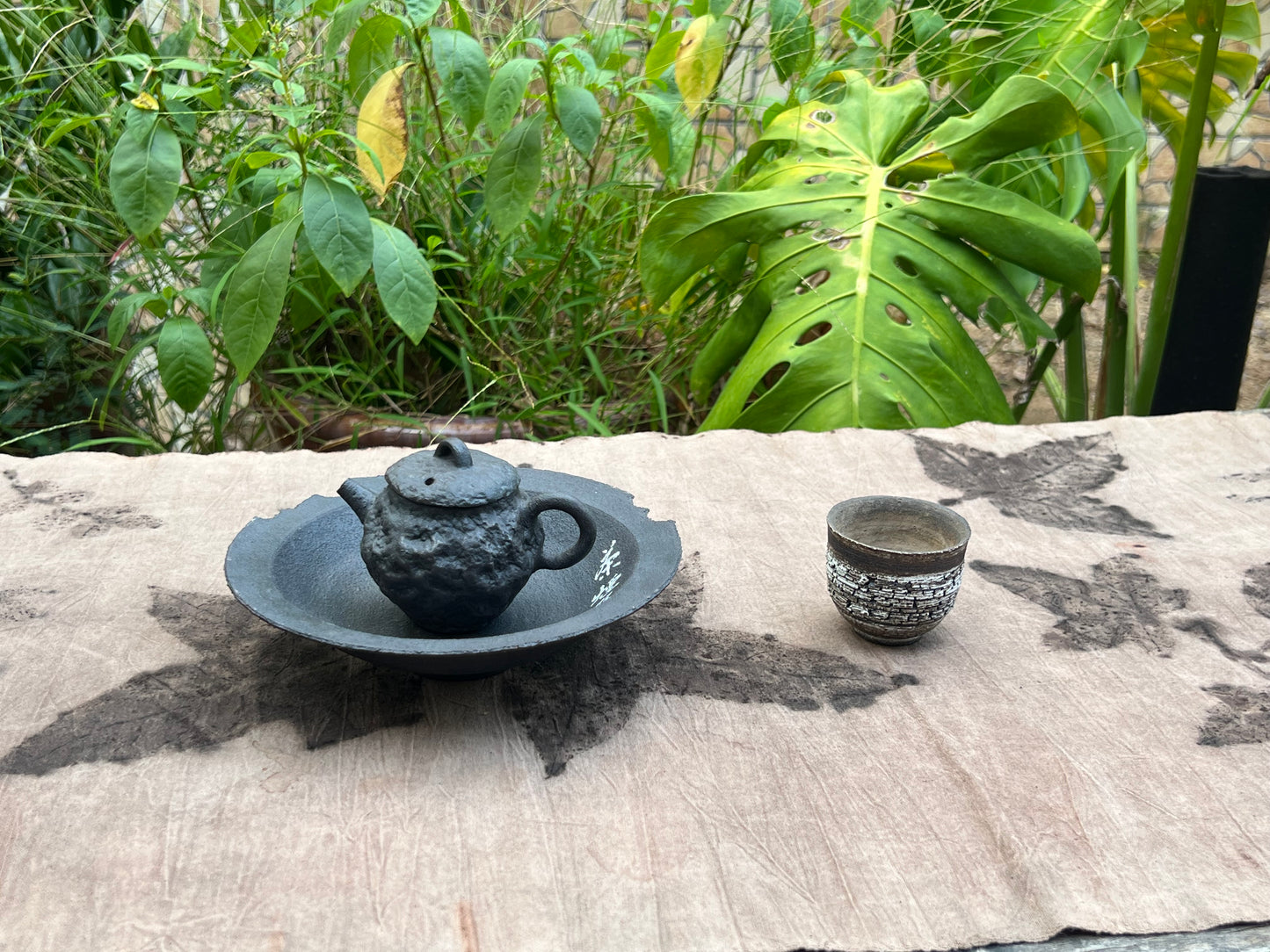 Hand-dyed Plant Dyed Tea Table Cloth Natural Dye Style Antique Cotton Maple Leaf Chabu Chaxi