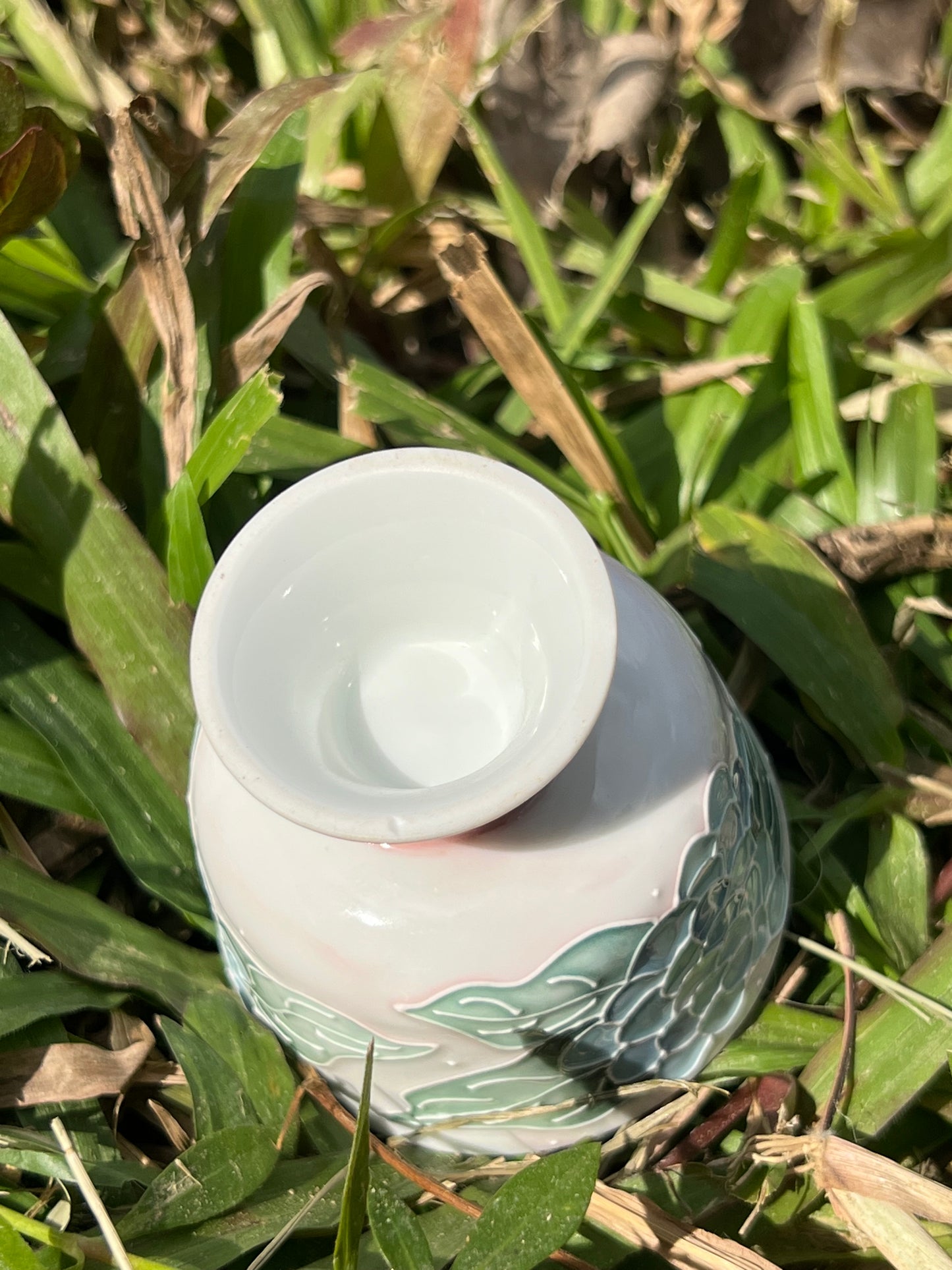 Chinese Original Handpainted Arita Ware Blue Hydrangea Flower Pattern Teacup Master Ceramic Japanese Ceramic Artwork