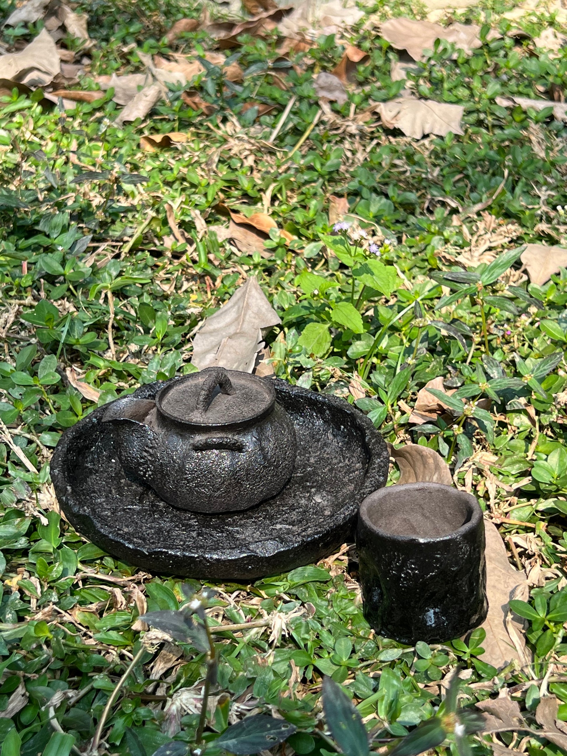This is a purple clay teapot
