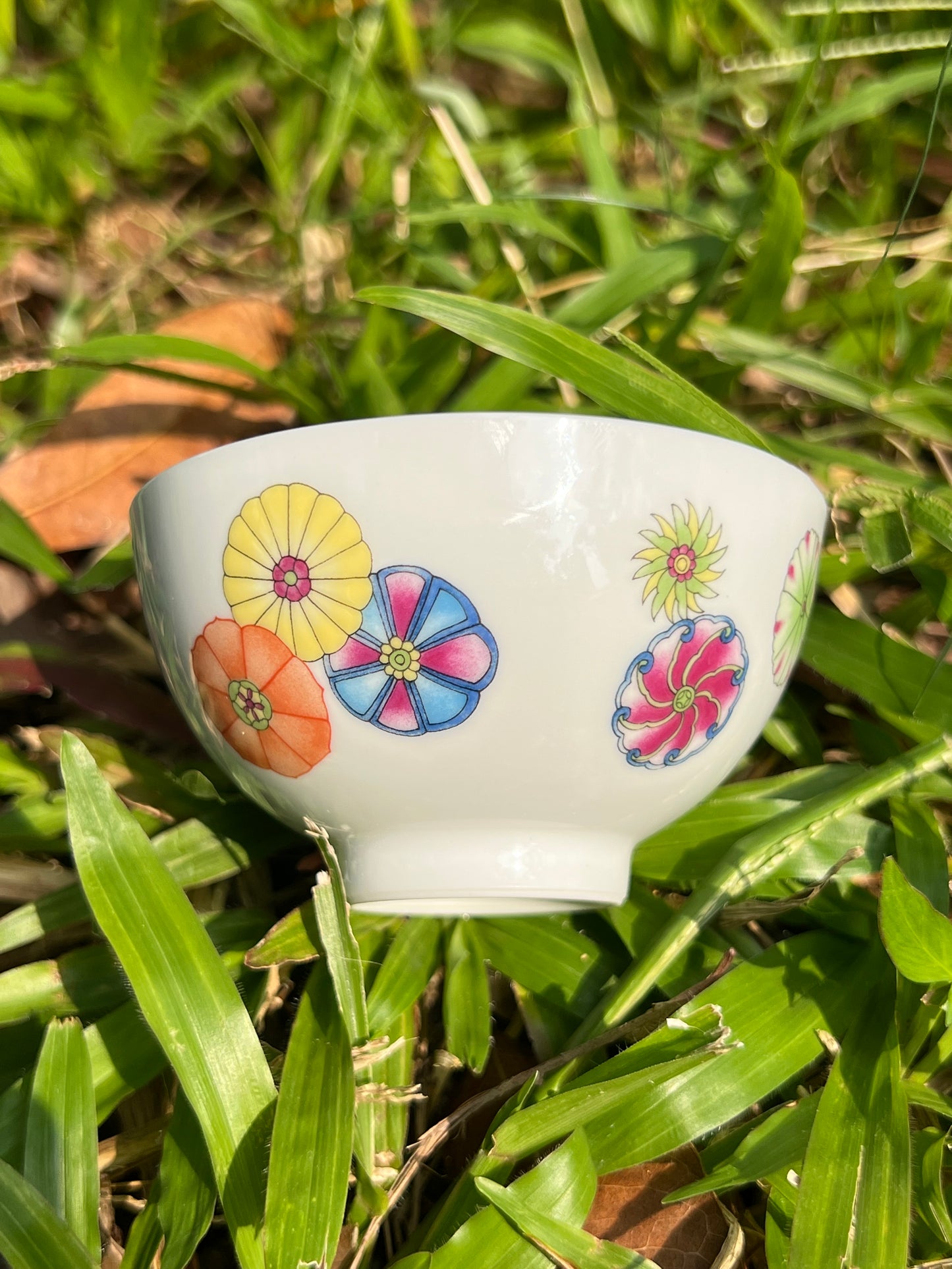 Hand Painted Chinese Enamel Ball Flower Teacup Jingdezhen Jade Clay Teacup Ceramic Master Artwork