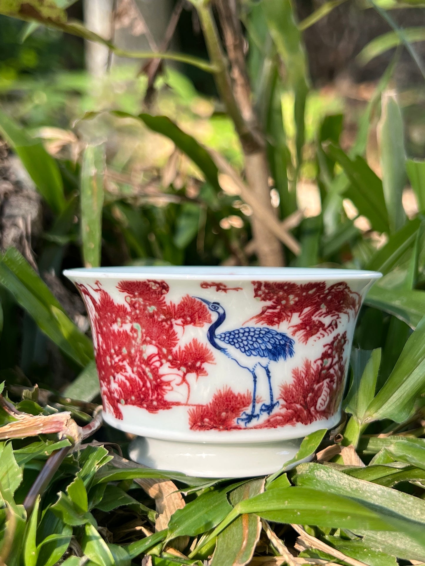Hand Painted Chinese Landscape Blue and White Porcelain Underglaze Red Porecelain Teacup Jingdezhen Master Ceramic Artwork