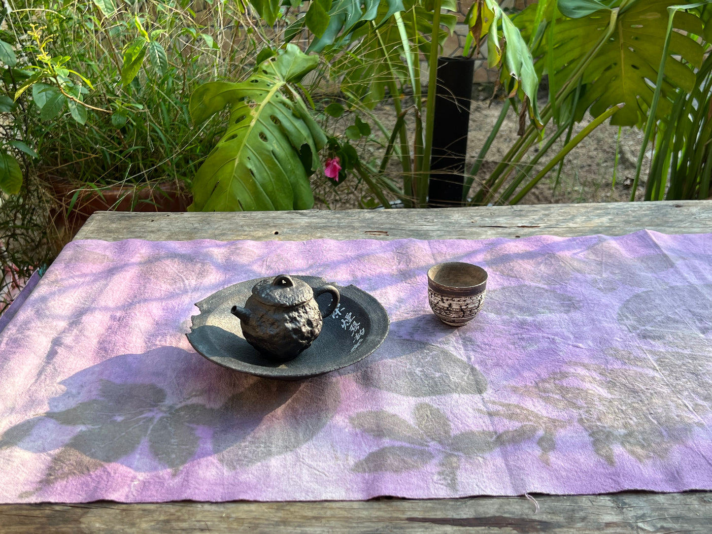 Hand Dyed Tea Table Cloth Tea Mat Plant Dyed Pure Cotton Purple Color Chabu Chaxi