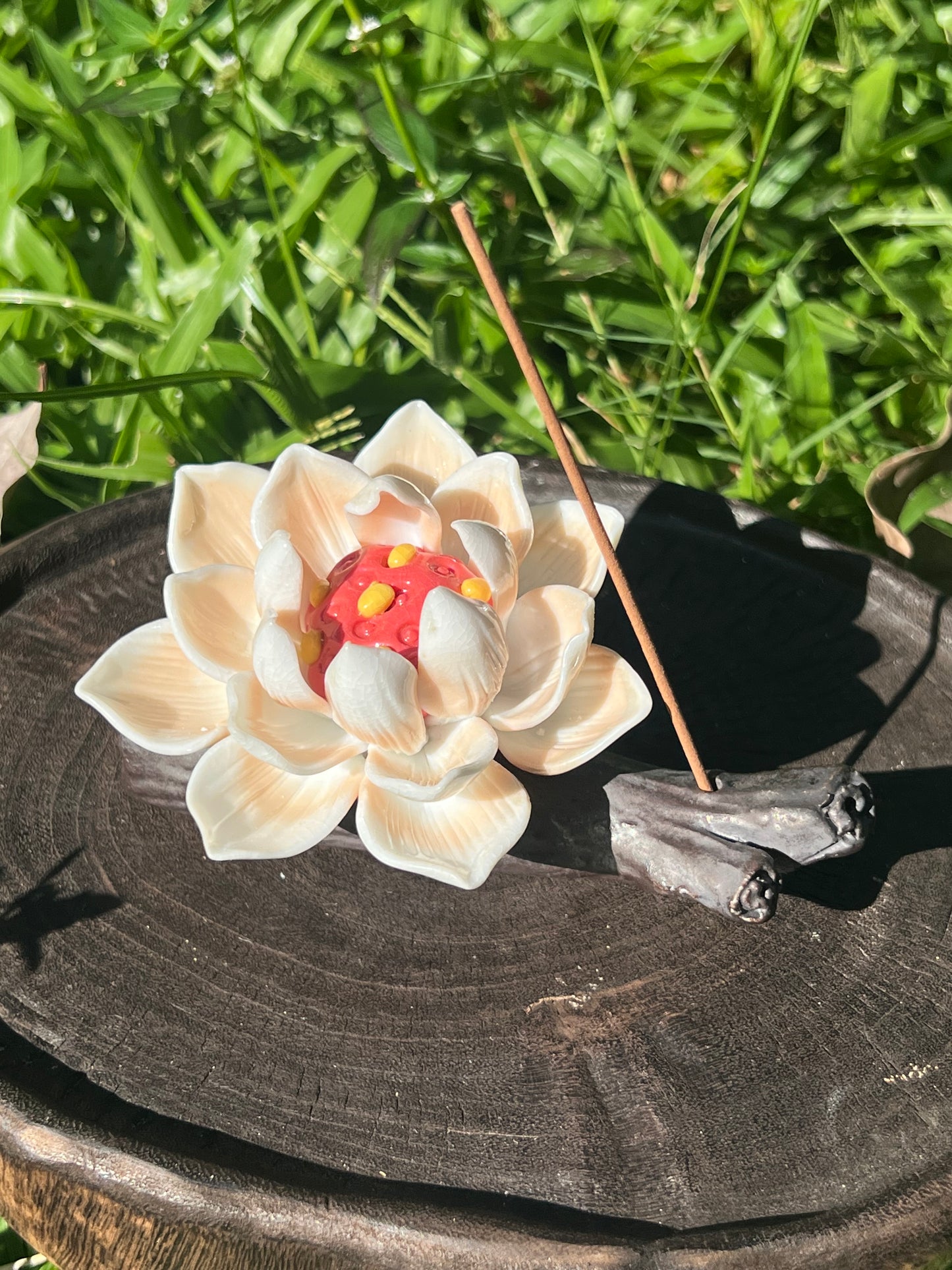 Handcrafted Incense Holder Original Ceramic Chinese Lotus Flower Incense Plug