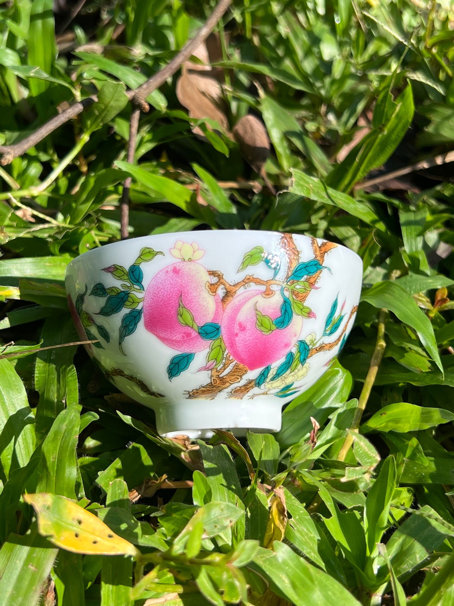 Hand Painted Chinese Peach Teacup Jingdezhen Pink Teacup Master Ceramic Artwork