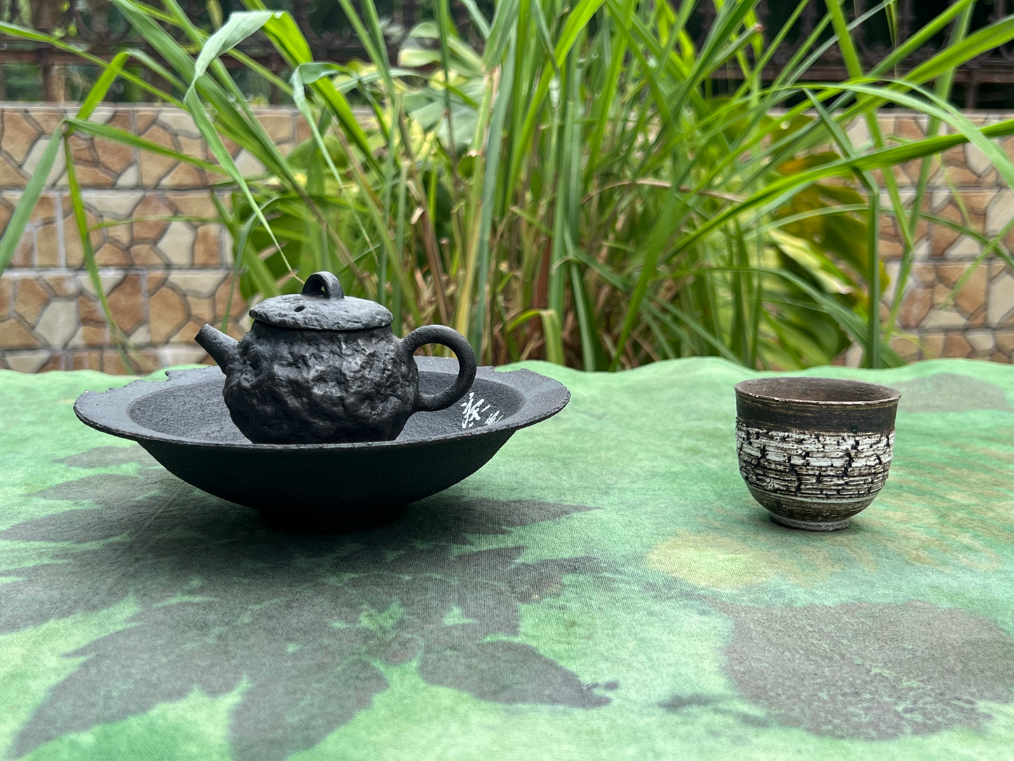 Hand-dyed Plant Dyed Tea Table Cloth Natural Dyeing Green Style Antique Style Chabu Chaxi