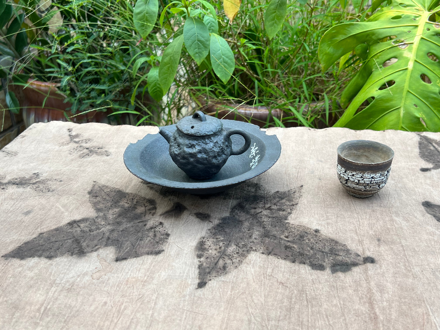 Hand-dyed Plant Dyed Tea Table Cloth Natural Dye Style Antique Cotton Maple Leaf Chabu Chaxi