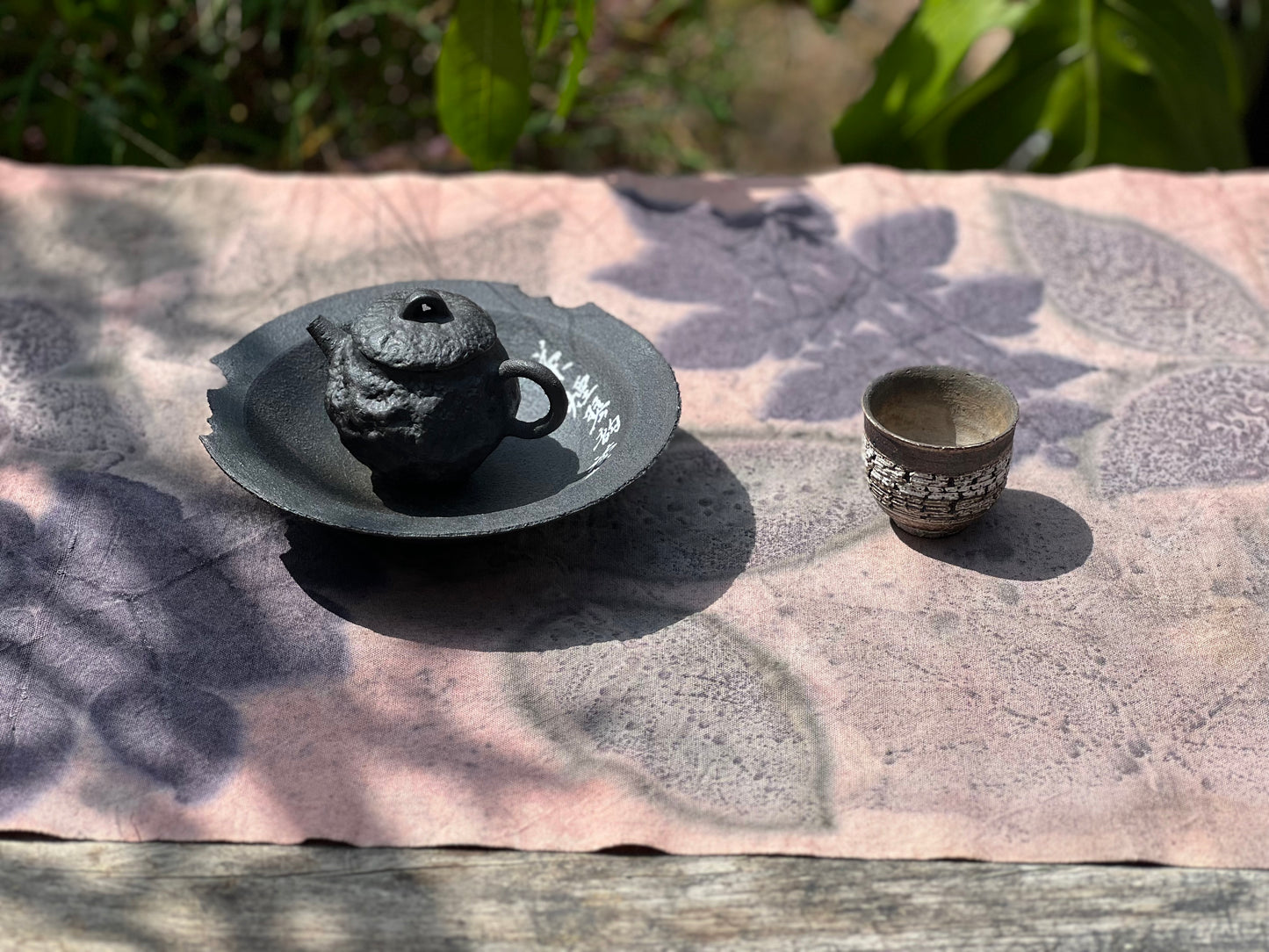 Hand Dyed Tea Table Cloth Plant Dyed Two Sides Cotton Tea Mat Nature Dye Chabu Chaxi