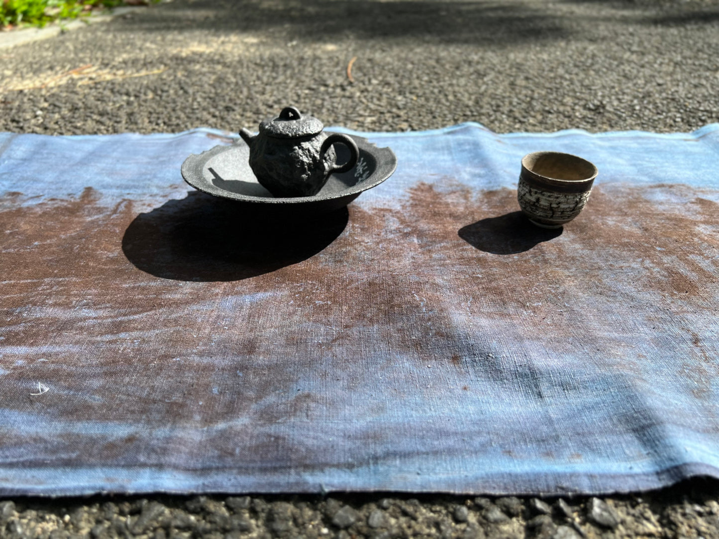 Hand Dyed Plant Dyed Tea Table Cloth Nature Dyed Cotton Tea Mat Two Sides Chabu Chaxi