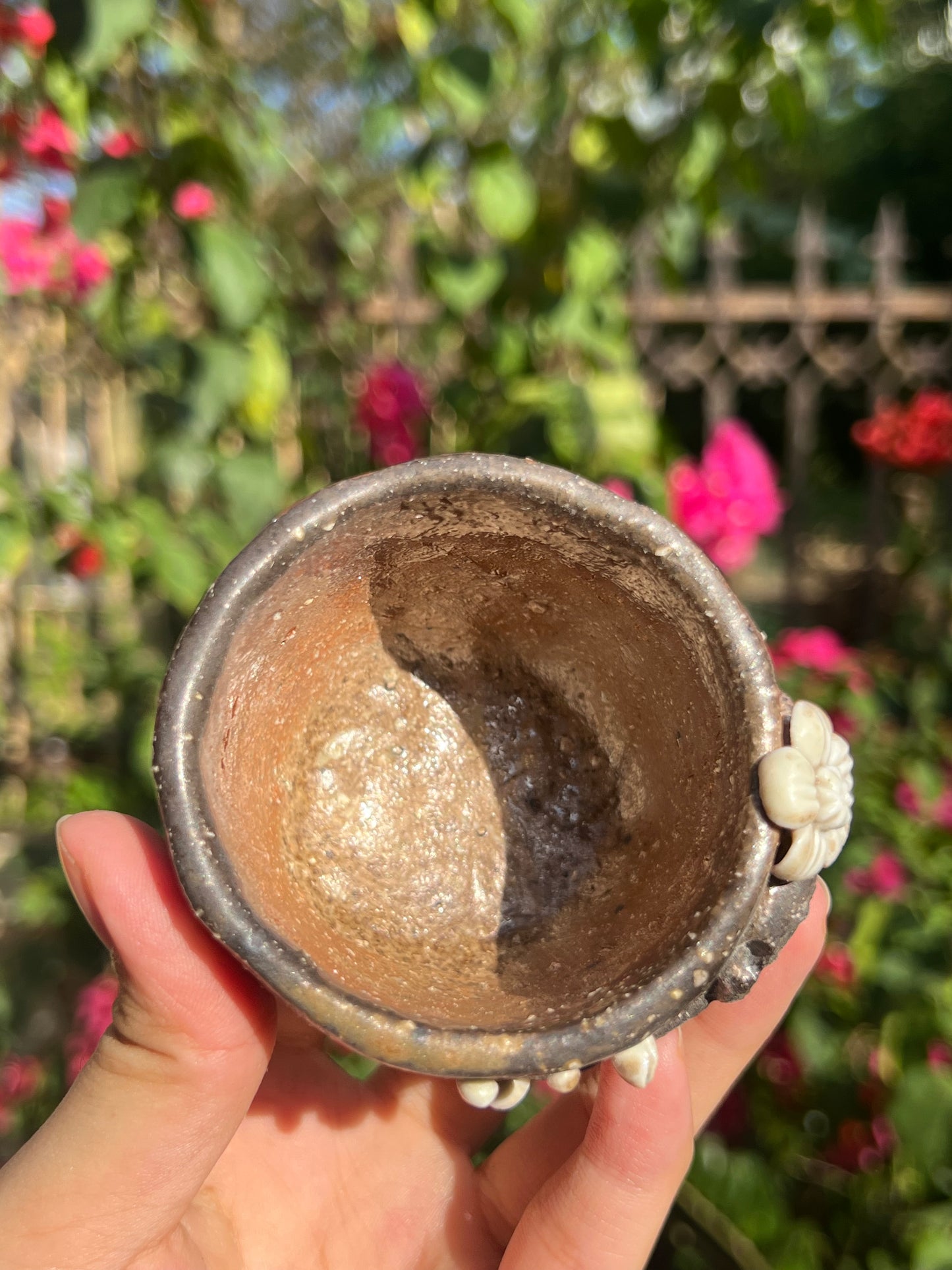 Woodfired Handmade Crude Pottery Flower Teacup Gloss Unique Artwork Chinese Master Pottery Ceramic Japanese Ceramic Tea Ceremony