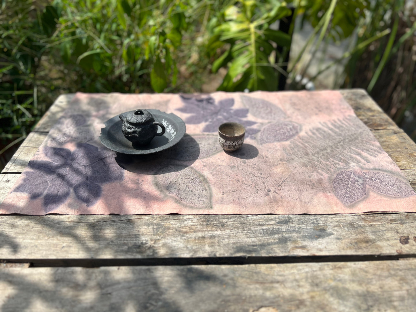 Hand Dyed Tea Table Cloth Plant Dyed Two Sides Cotton Tea Mat Nature Dye Chabu Chaxi