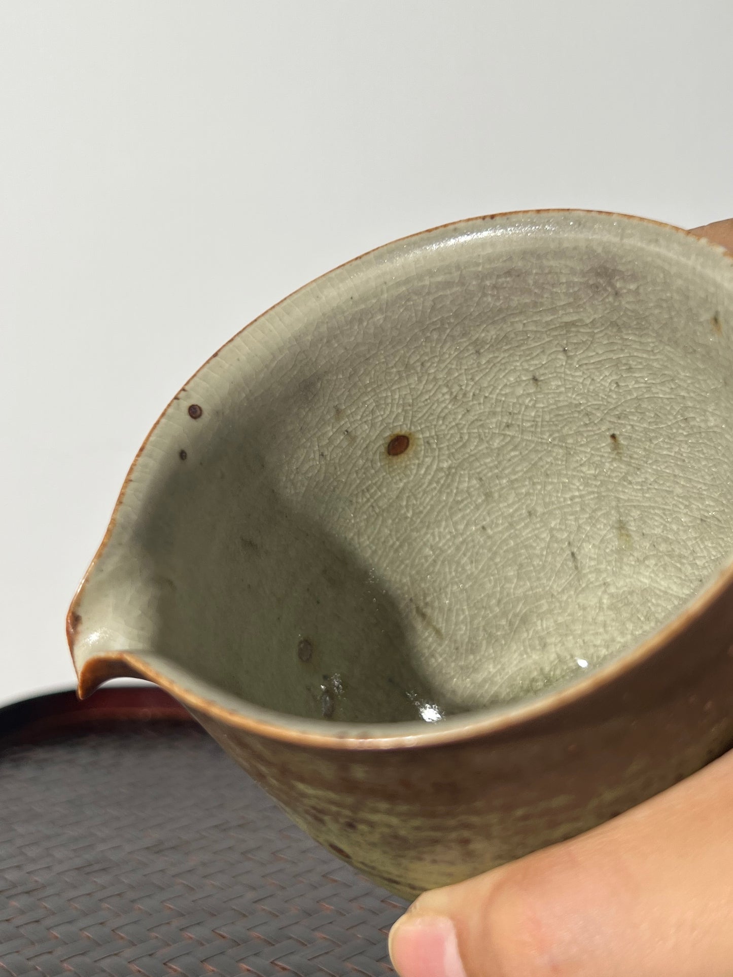 Fair cup Pottery Handmade Green Glaze Cup Handcrafted Gongdaobei Artwork Gongfu Teaware Japanese Ceramic