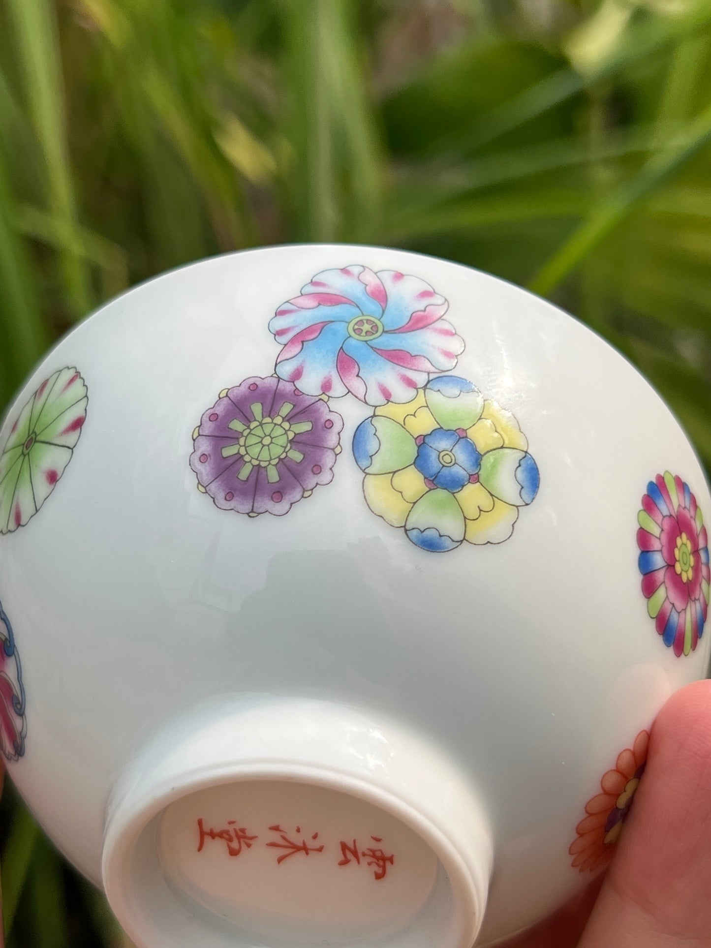 Hand Painted Chinese Enamel Ball Flower Teacup Jingdezhen Jade Clay Teacup Ceramic Master Artwork