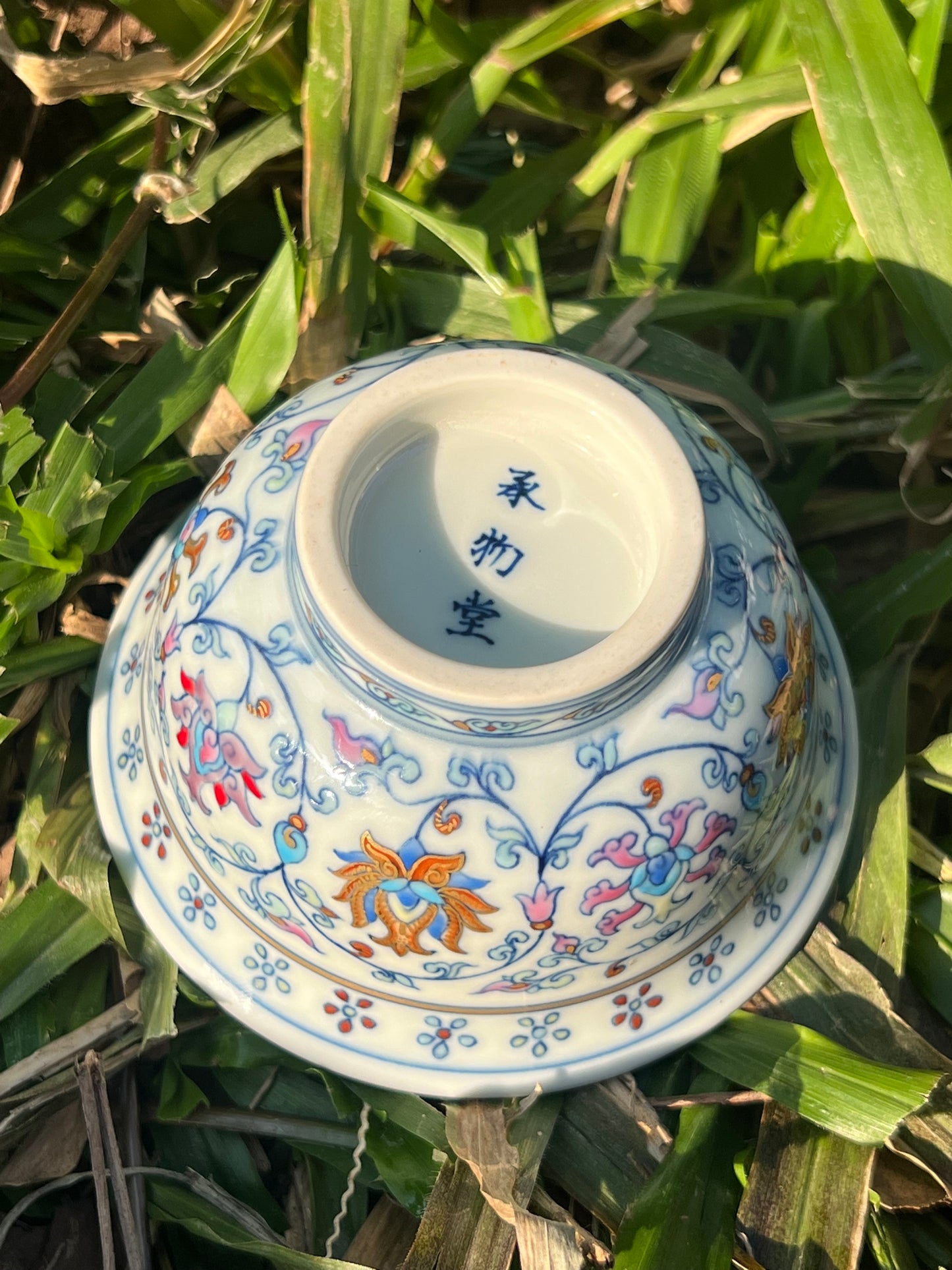 Hand Painted Chinese Doucai Porcelain Teacup Chinese Lotus Of Twined Stems Pattern Teacup Jingdezhen Master Ceramic Artwork