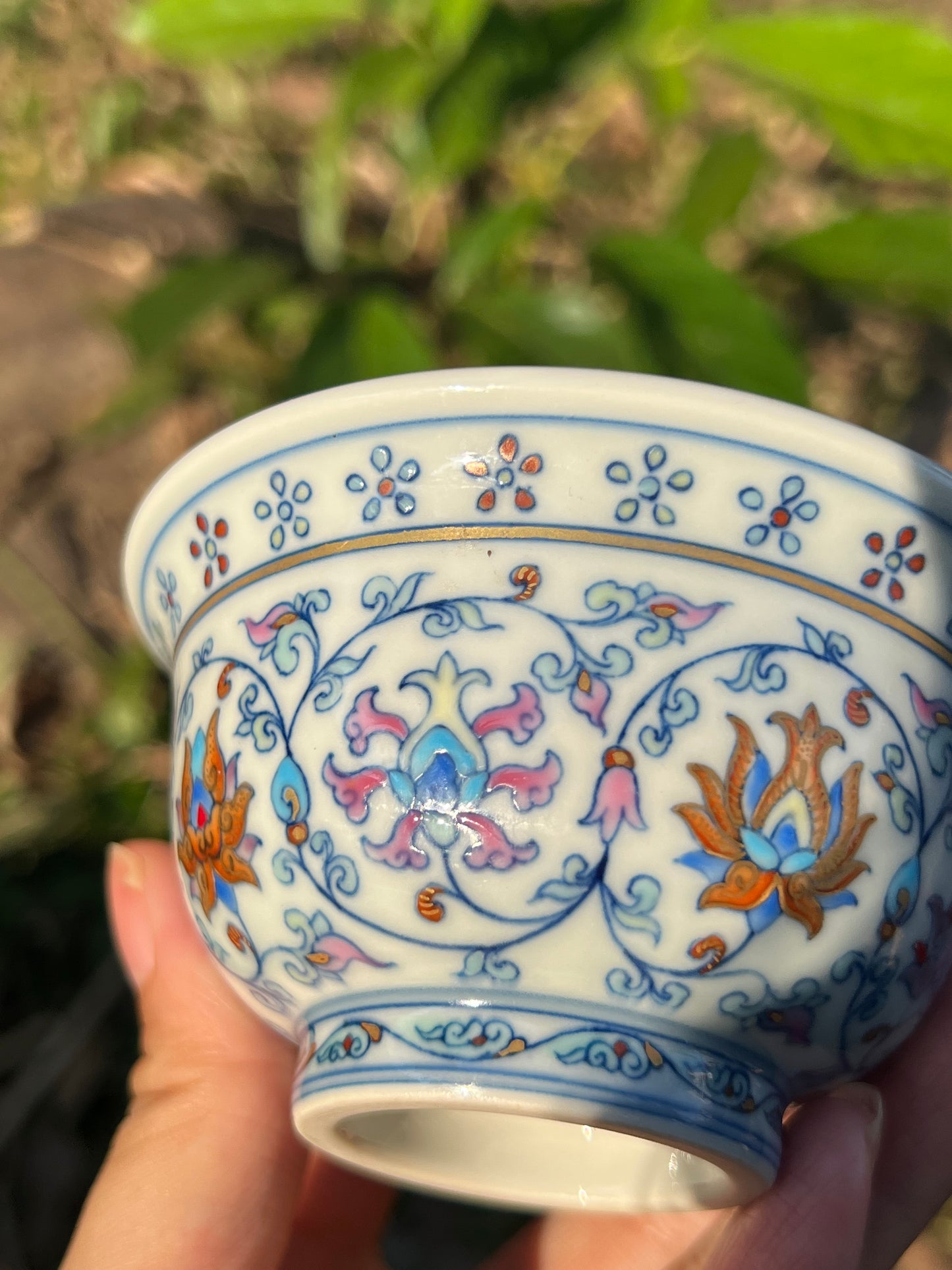 Hand Painted Chinese Doucai Porcelain Teacup Chinese Lotus Of Twined Stems Pattern Teacup Jingdezhen Master Ceramic Artwork