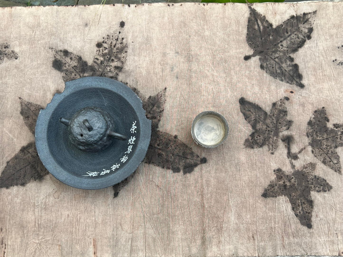 Hand-dyed Plant Dyed Tea Table Cloth Natural Dye Style Antique Cotton Maple Leaf Chabu Chaxi