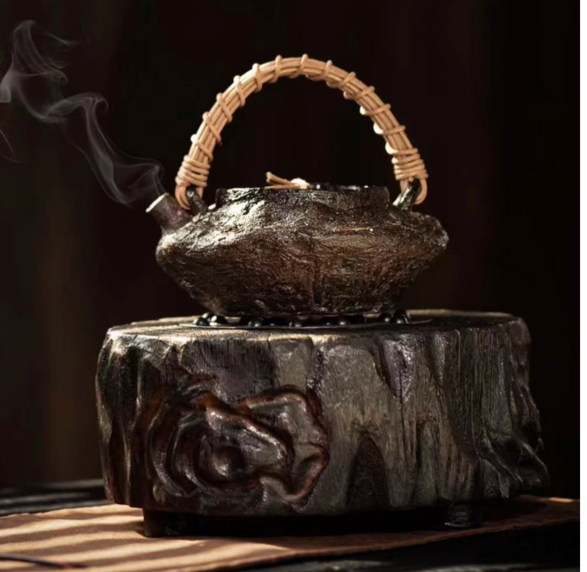 This is a pottery lifting handle kettle