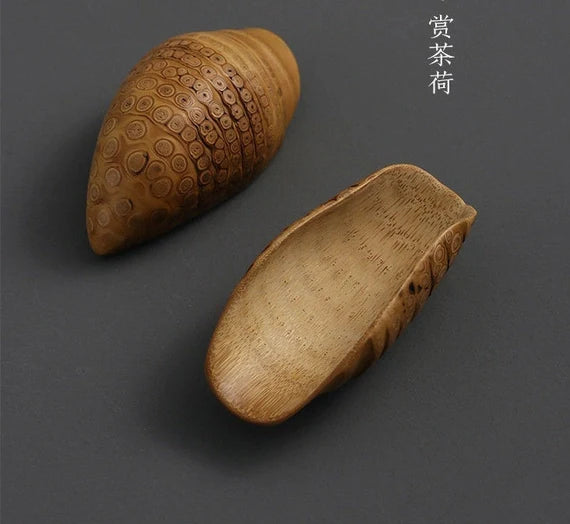 This is a bamboo root tea scoop