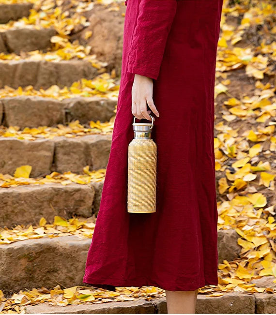 this is a bamboo weaving thermos bottle