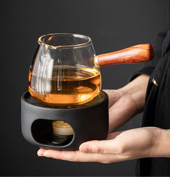 This is a pottery scoop warmer set