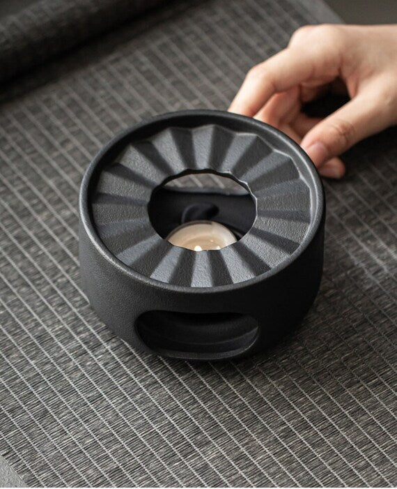 This is a pottery scoop warmer set