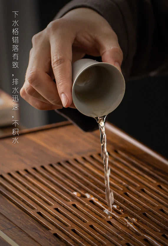 Bamboo Tea Tray Tea water Storage Large Drainage Dry Large Waterproof Tea Table Wet Tea Tray Tea Drainer