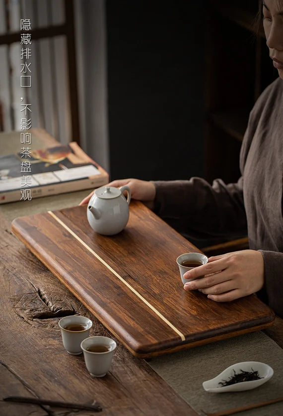 Bamboo Tea Tray Tea water Storage Large Drainage Dry Large Waterproof Tea Table Wet Tea Tray Tea Drainer