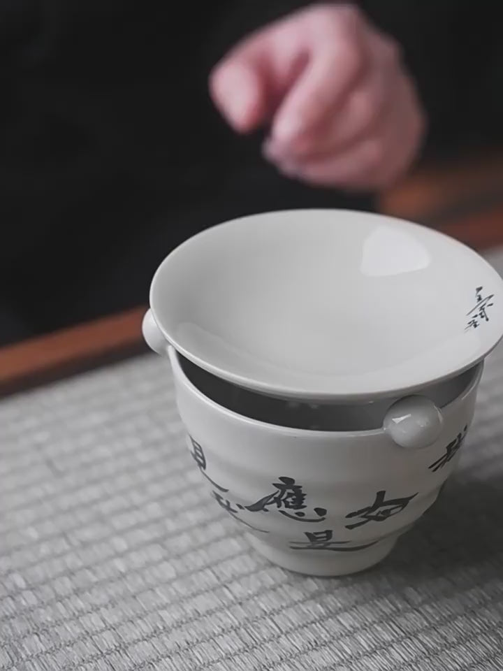This is a ceramic scoop warmer set