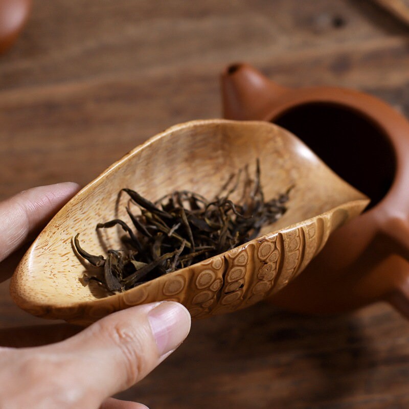 This is a bamboo root tea scoop