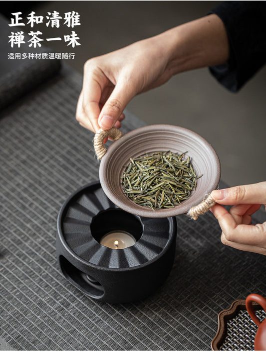 This is a pottery scoop warmer set