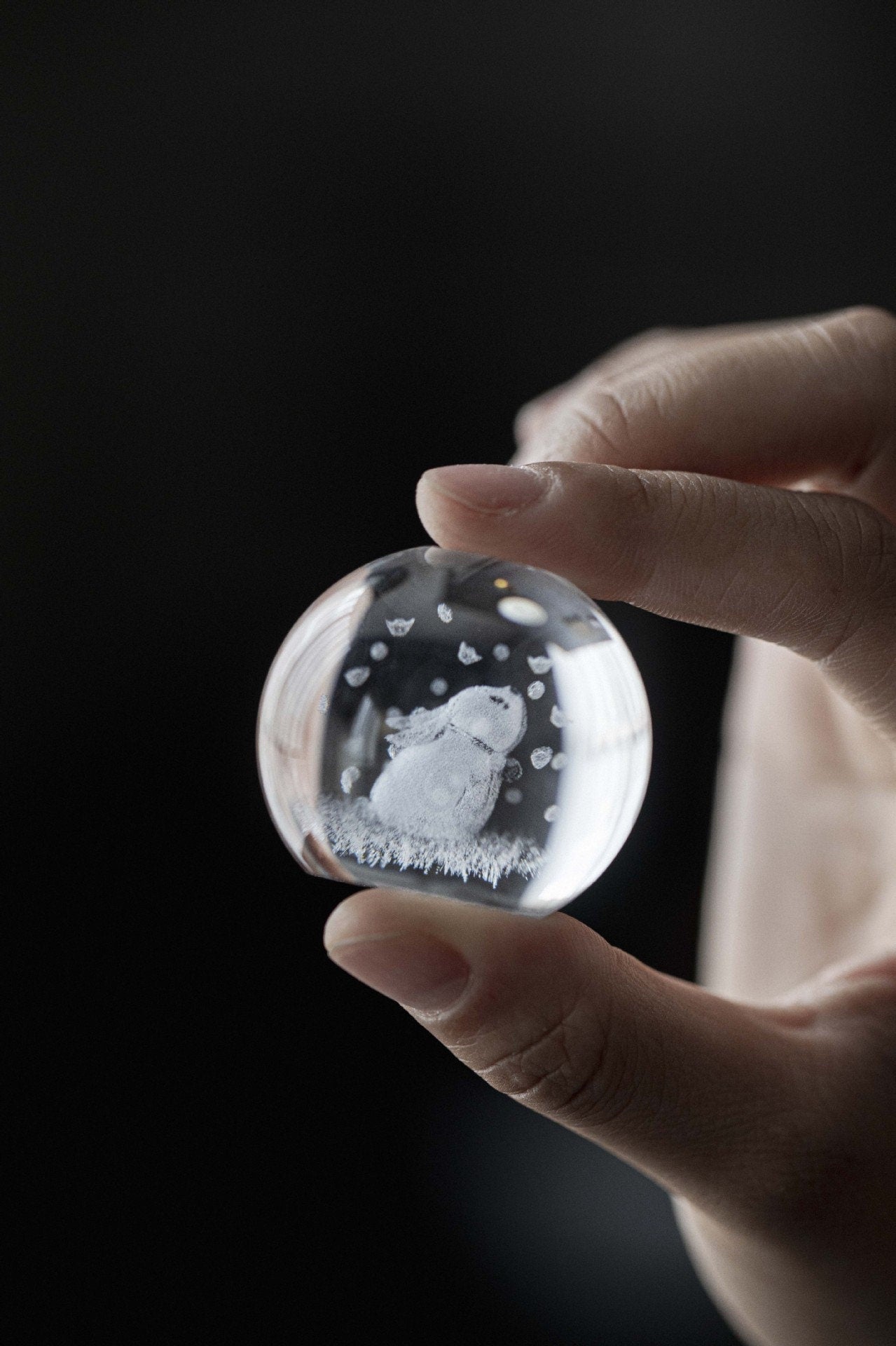 This is a crystal glass lid saucer