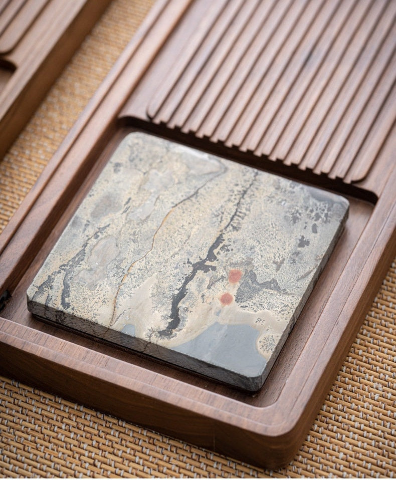this is a walnut tea tray tea boat